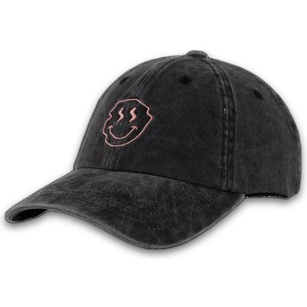 Lippikset kaareva musta säädettävä nauha Smiley Washed Pica Pica