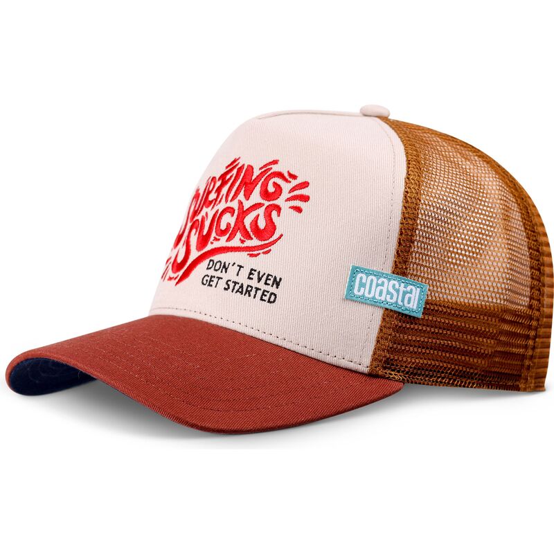 lippikset-kaareva-rekka-ruskea-snapback-surfing-sucks-coastal
