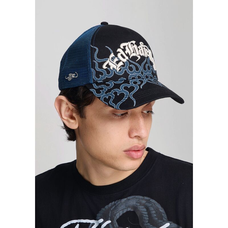 lippikset-kaareva-rekka-musta-snapback-flaming-ed-hardy