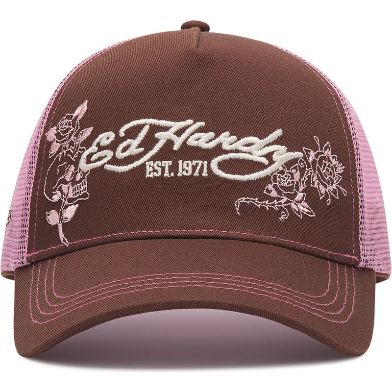 lippikset-kaareva-rekka-ruskea-snapback-rosa-skull-and-roses-ed-hardy lippikset-kaareva-rekka-ruskea-snapback-rosa-skull-and-roses-ed-hardy