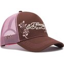 lippikset-kaareva-rekka-ruskea-snapback-rosa-skull-and-roses-ed-hardy