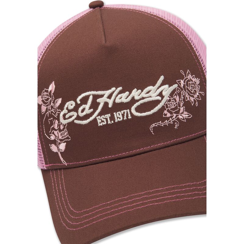 lippikset-kaareva-rekka-ruskea-snapback-rosa-skull-and-roses-ed-hardy lippikset-kaareva-rekka-ruskea-snapback-rosa-skull-and-roses-ed-hardy