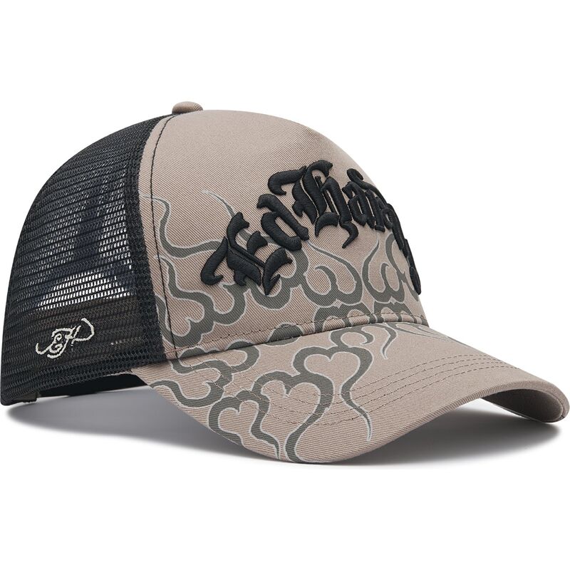 lippikset-kaareva-rekka-harmaa-snapback-flaming-ed-hardy
