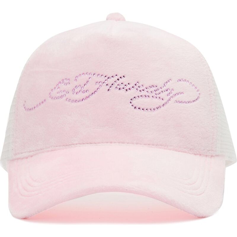 lippikset-kaareva-rekka-vaaleanpunainen-snapback-diamante-velour-ed-hardy