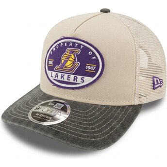 Lippikset kaareva rekka beige snapback 9FORTY M-Crown A Frame Fray Los Angeles Lakers NBA New Era