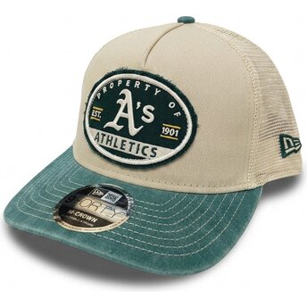 Lippikset kaareva rekka beige snapback 9FORTY M-Crown A Frame Fray Oakland Athletics MLB New Era