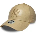lippikset-kaareva-beige-saadettava-nauha-9forty-pu-pattern-new-york-yankees-mlb-new-era