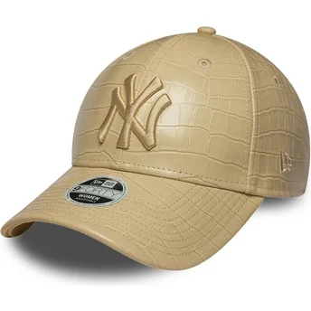 Lippikset kaareva beige säädettävä nauha 9FORTY PU Pattern New York Yankees MLB New Era