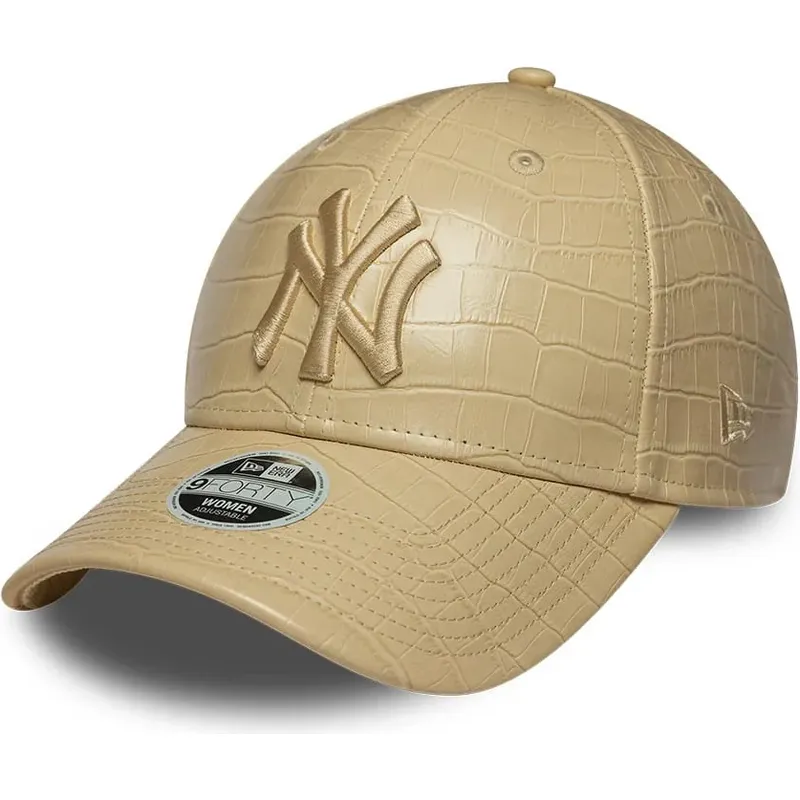 lippikset-kaareva-beige-saadettava-nauha-9forty-pu-pattern-new-york-yankees-mlb-new-era