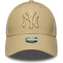 lippikset-kaareva-beige-saadettava-nauha-9forty-pu-pattern-new-york-yankees-mlb-new-era