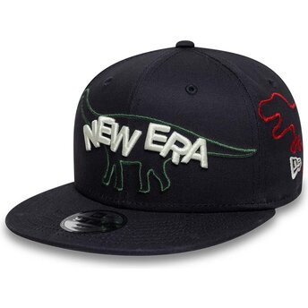 Lippikset litteä laivastonsininen snapback lapsille 9FIFTY Dino New Era