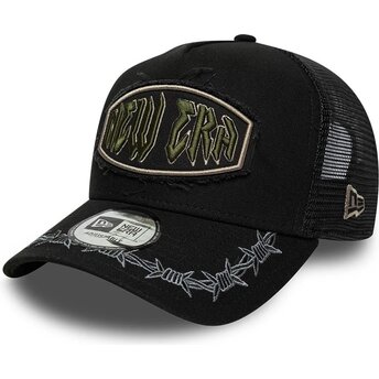 Lippikset kaareva rekka musta snapback E Frame Distressed Patch New Era