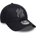 lippikset-kaareva-laivastonsininen-saadettava-nauha-9forty-metallic-outline-new-york-yankees-mlb-new-era