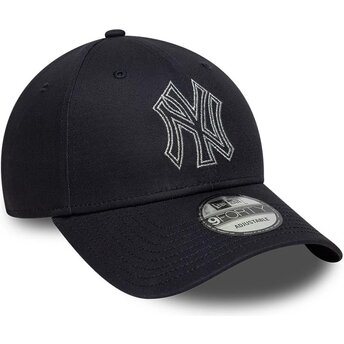 Lippikset kaareva laivastonsininen säädettävä nauha 9FORTY Metallic Outline New York Yankees MLB New Era