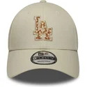 lippikset-kaareva-beige-saadettava-nauha-9forty-faux-pony-infill-los-angeles-dodgers-mlb-new-era