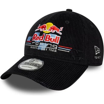 Lippikset kaareva musta säädettävä nauha 9FORTY Distressed Cord Red Bull Racing Formula 1 New Era