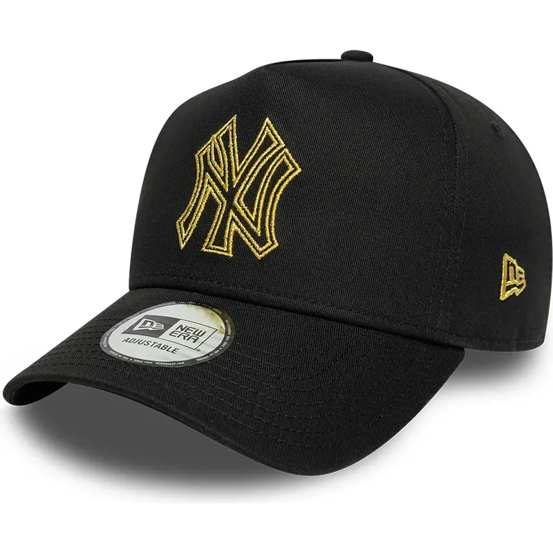 lippikset-kaareva-musta-snapback-dorado-e-frame-metallic-outline-new-york-yankees-mlb-new-era