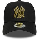lippikset-kaareva-musta-snapback-dorado-e-frame-metallic-outline-new-york-yankees-mlb-new-era