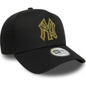 lippikset-kaareva-musta-snapback-dorado-e-frame-metallic-outline-new-york-yankees-mlb-new-era
