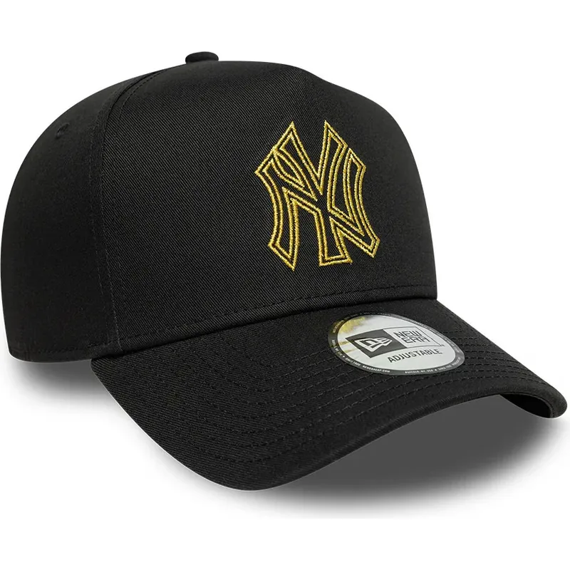 lippikset-kaareva-musta-snapback-dorado-e-frame-metallic-outline-new-york-yankees-mlb-new-era
