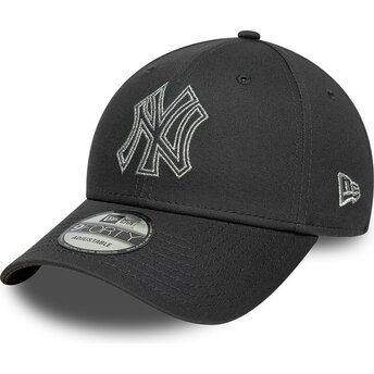 Lippikset kaareva harmaa säädettävä nauha 9FORTY Metallic Outline New York Yankees MLB New Era
