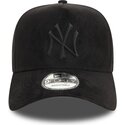 lippikset-kaareva-musta-snapback-e-frame-faux-suede-new-york-yankees-mlb-new-era