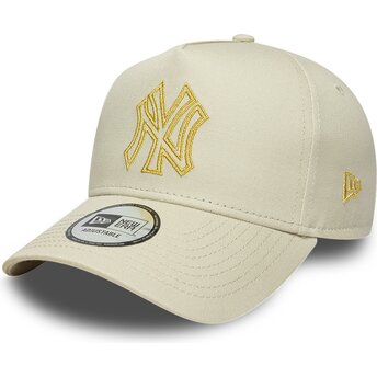 Lippikset kaareva beige snapback dorado E Frame Metallic Outline New York Yankees MLB New Era