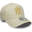 lippikset-kaareva-beige-snapback-dorado-e-frame-metallic-outline-new-york-yankees-mlb-new-era