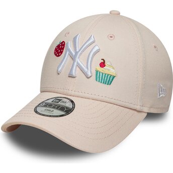 Lippikset kaareva vaaleanpunainen säädettävä nauha lapsille 9FORTY Food Icon Cupcake New York Yankees MLB New Era
