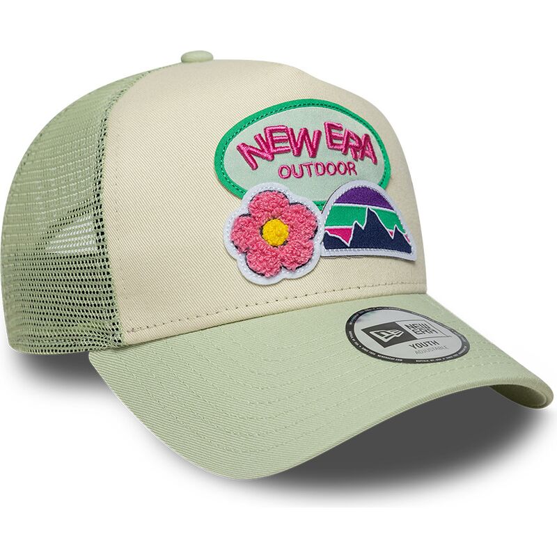 lippikset-kaareva-rekka-vihrea-snapback-lapsille-a-frame-outdoor-new-era