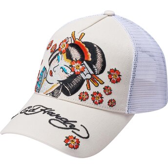 Lippikset kaareva rekka beige snapback Tokyo Geisha Ed Hardy
