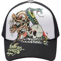 lippikset-kaareva-rekka-musta-snapback-snake-and-skull-ed-hardy