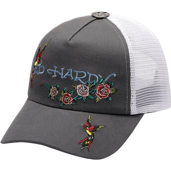 Lippikset kaareva rekka harmaa snapback Floral Swallow Ed Hardy