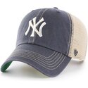 lippikset-kaareva-rekka-harmaa-snapback-clean-up-trawler-vintage-navy-new-york-yankees-mlb-47-brand
