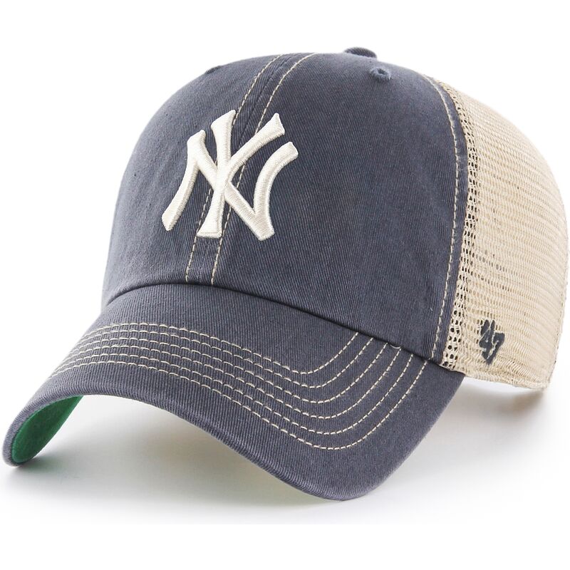 lippikset-kaareva-rekka-harmaa-snapback-clean-up-trawler-vintage-navy-new-york-yankees-mlb-47-brand