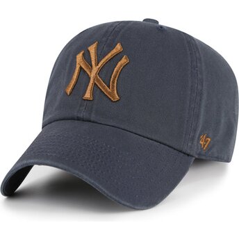 Lippikset kaareva harmaa säädettävä nauha Clean Up Contrast Vintage Navy New York Yankees MLB 47 Brand