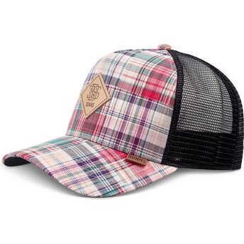 Lippikset kaareva rekka monivärinen snapback HFT Patch Check Red Djinns