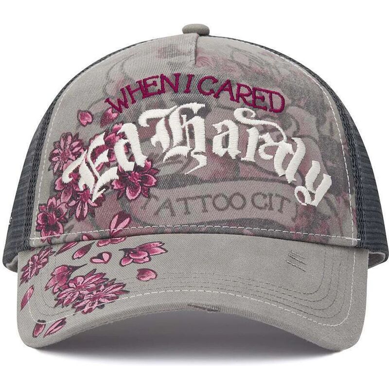 lippikset-kaareva-rekka-harmaa-snapback-floral-tattoo-city-vintage-wash-ed-hardy