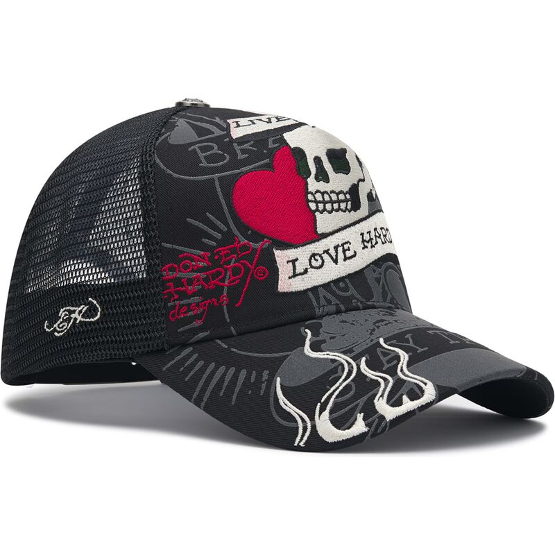 lippikset-kaareva-rekka-musta-snapback-live-fast-love-hard-ed-hardy