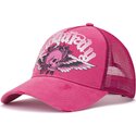lippikset-kaareva-rekka-vaaleanpunainen-snapback-flaming-gothic-skull-washed-ed-hardy