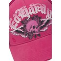 lippikset-kaareva-rekka-vaaleanpunainen-snapback-flaming-gothic-skull-washed-ed-hardy
