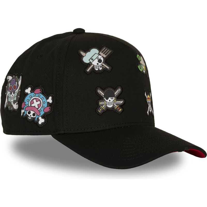 lippikset-kaareva-musta-snapback-op8-fla-olkihattujen-merirosvojengi-one-piece-capslab