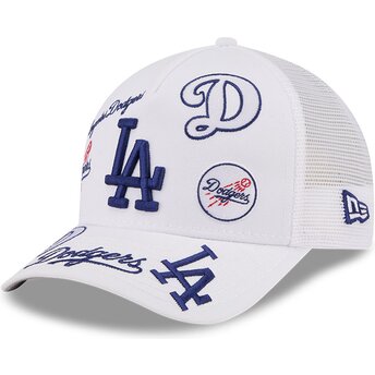 Lippikset kaareva rekka valkoinen snapback 9FORTY M-Crown A Frame All Over Los Angeles Dodgers MLB New Era