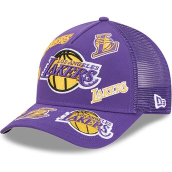 Lippikset kaareva rekka violetti snapback 9FORTY M-Crown A Frame All Over Los Angeles Lakers NBA New Era