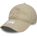 lippikset-kaareva-beige-saadettava-nauha-9twenty-a-frame-melton-luxe-new-york-yankees-mlb-new-era