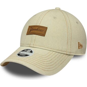 Lippikset kaareva beige säädettävä nauha 9TWENTY Denim New York Yankees MLB New Era