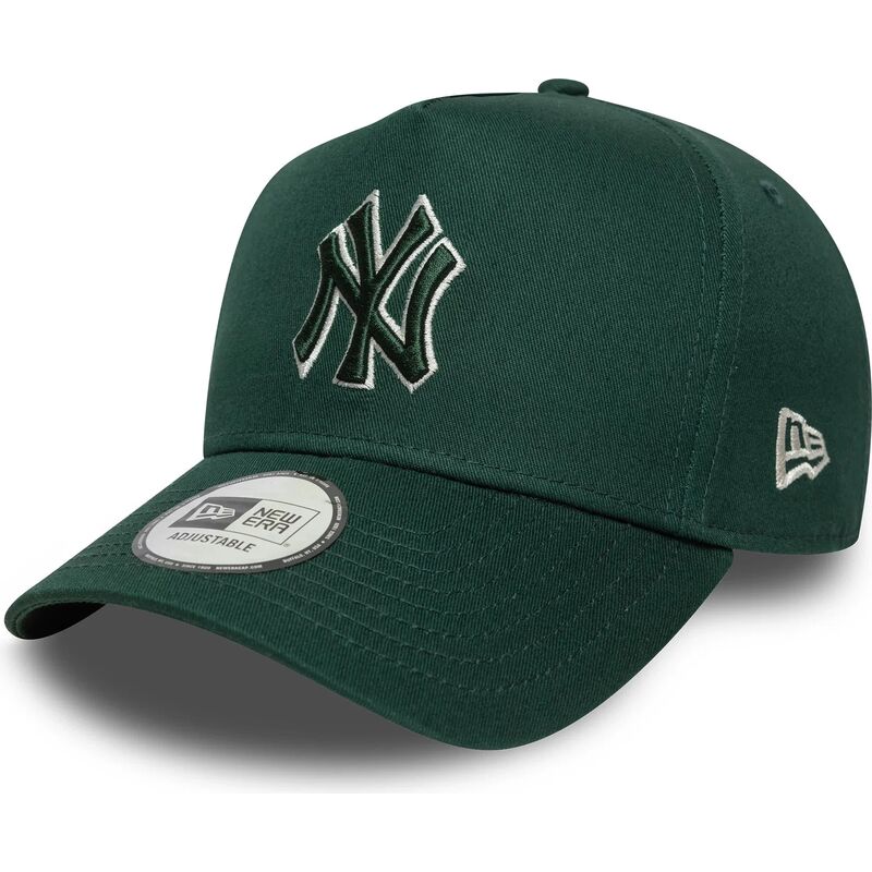 lippikset-kaareva-vihrea-snapback-e-frame-team-outline-new-york-yankees-mlb-new-era