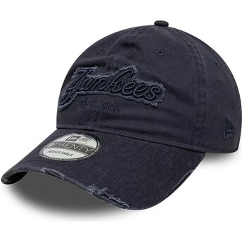 Lippikset kaareva laivastonsininen säädettävä nauha 9TWENTY Distress Wordmark New York Yankees MLB New Era