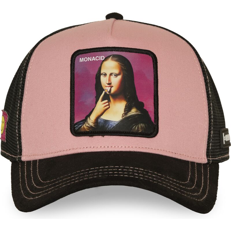 lippikset-kaareva-rekka-vaaleanpunainen-snapback-acid-art1-monacid-mona-lisa-kuuluisuudet-capslab
