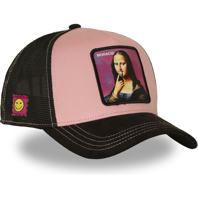 lippikset-kaareva-rekka-vaaleanpunainen-snapback-acid-art1-monacid-mona-lisa-kuuluisuudet-capslab